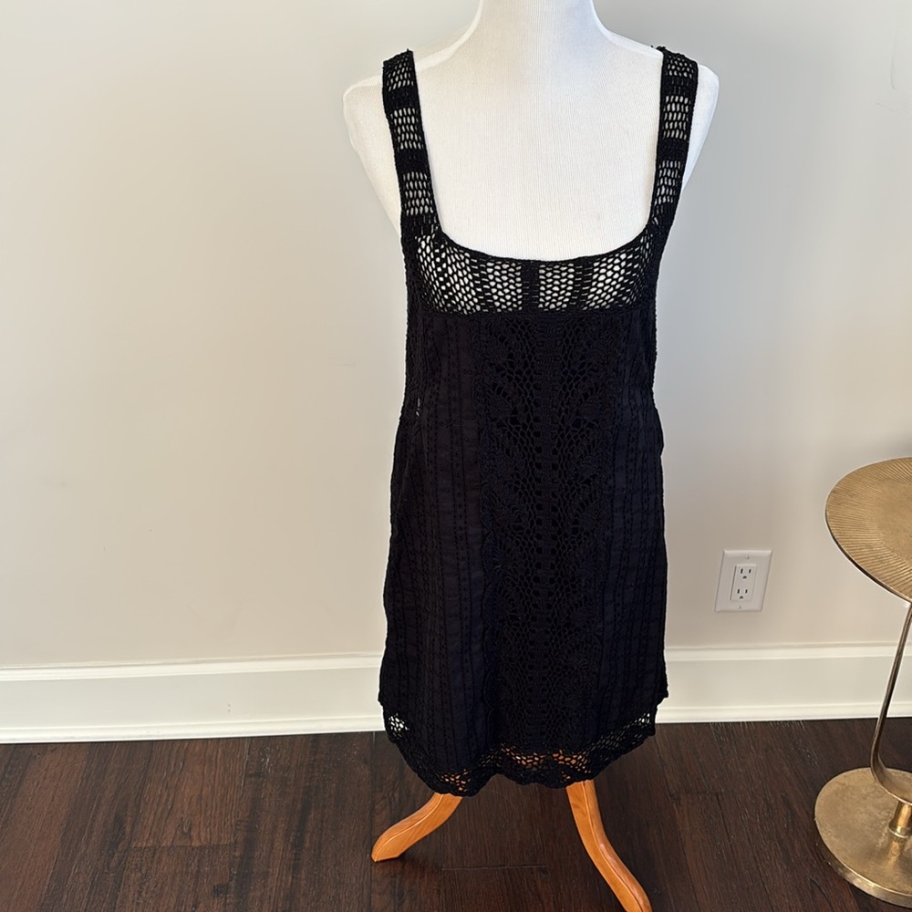 Calypso St. Barts Black crochet dress Med. NWT